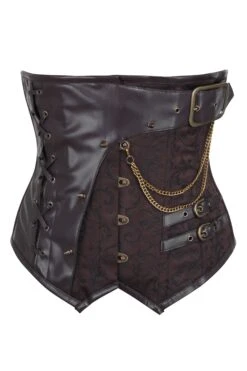 Brown Brocade Steampunk Underbust Corset