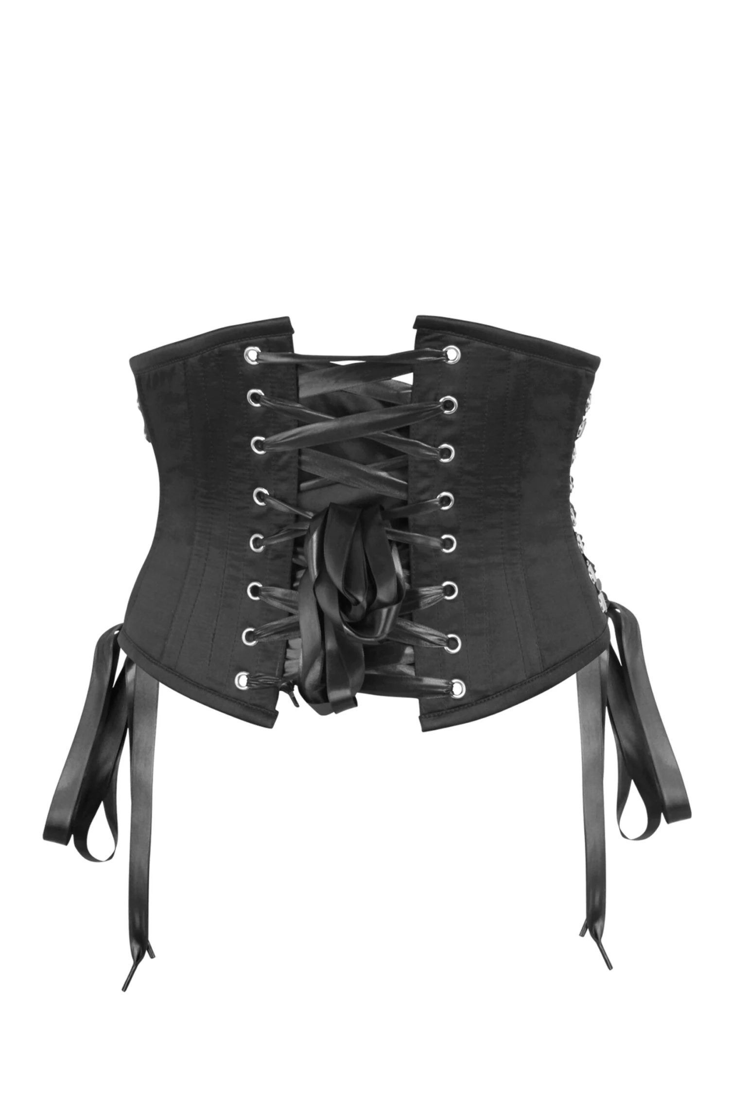 Black Steampunk Waspie With Side Ribbon Detail 2 Black Steampunk Waspie With Side Ribbon Detail - Image 2