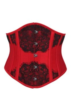 Red Waist Taming Underbust With Decorative Lace