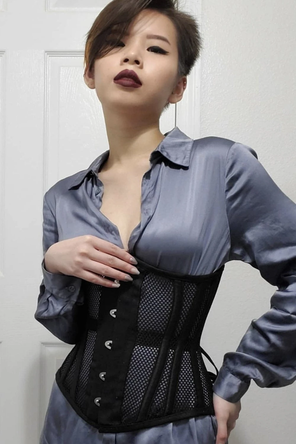 Longline Black Mesh Underbust 7 Longline Black Mesh Underbust - Image 7