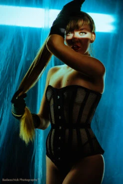 Longline Black Mesh Waist Taming Overbust Corset -Corset Story MY 420 Instagram badasschickphotoFacebook badasschickphotography