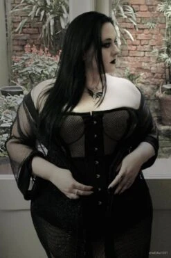 Longline Black Mesh Waist Taming Overbust Corset -Corset Story MY 420 hellsbel1331