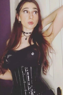 Black PVC Classic Underbust Waist Trainer With Hip Gores 25 Black PVC Classic Underbust Waist Trainer With Hip Gores -Corset Story MY 502 Customerpic June2021 2