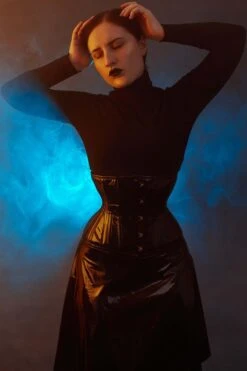 Black PVC Classic Underbust Waist Trainer With Hip Gores 28 Black PVC Classic Underbust Waist Trainer With Hip Gores -Corset Story MY 502 website 2