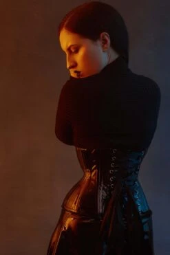 Black PVC Classic Underbust Waist Trainer With Hip Gores 22 Black PVC Classic Underbust Waist Trainer With Hip Gores -Corset Story MY 502 website 5