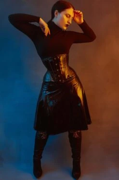 Black PVC Classic Underbust Waist Trainer With Hip Gores 24 Black PVC Classic Underbust Waist Trainer With Hip Gores -Corset Story MY 502 website 6