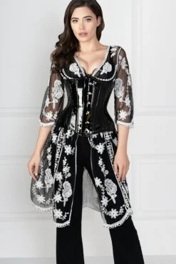 Long Black PVC Underbust Waist Taming Corset 13 Long Black PVC Underbust Waist Taming Corset -Corset Story MY 503 1