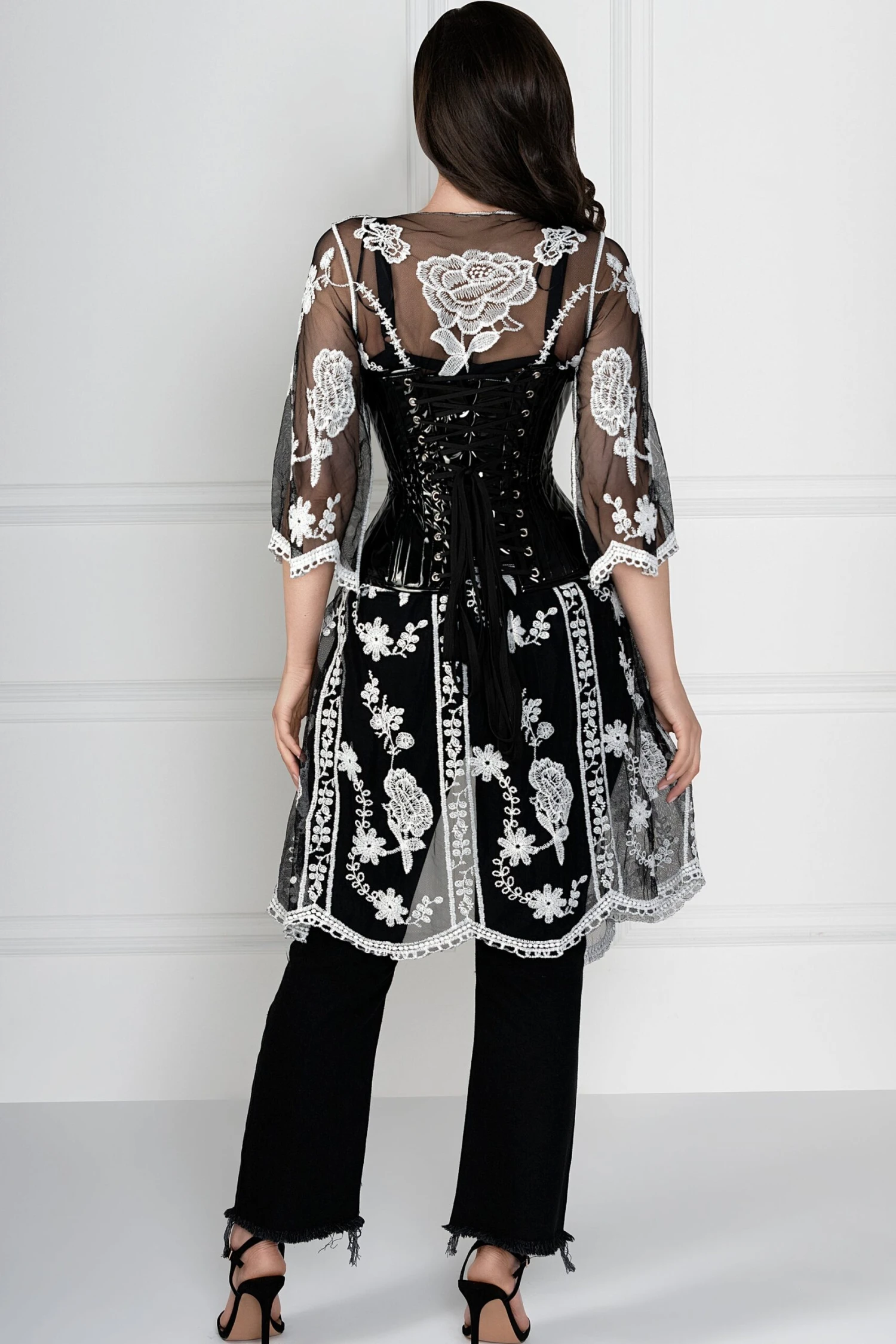 Long Black PVC Underbust Waist Taming Corset 6 Long Black PVC Underbust Waist Taming Corset - Image 6