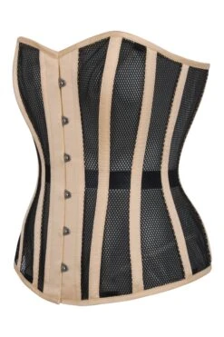 Beige Mesh Waist Taming Overbust Corset 8 Beige Mesh Waist Taming Overbust Corset -Corset Story MY 5123