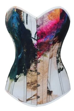 Abstract Ink Longline Overbust Corset