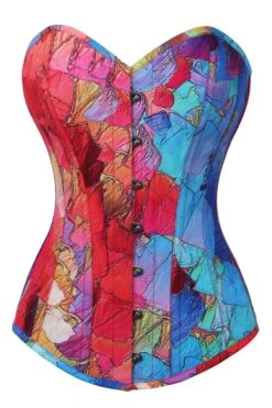 Kaleidoscopic Exposed Petal Longline Overbust Corset