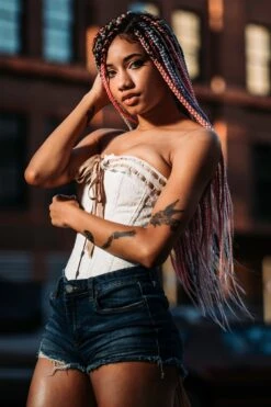 Vintage Inspired Straight Line Overbust With Ribbon Woven Through Lace Trim - Champagne -Corset Story Malia 1