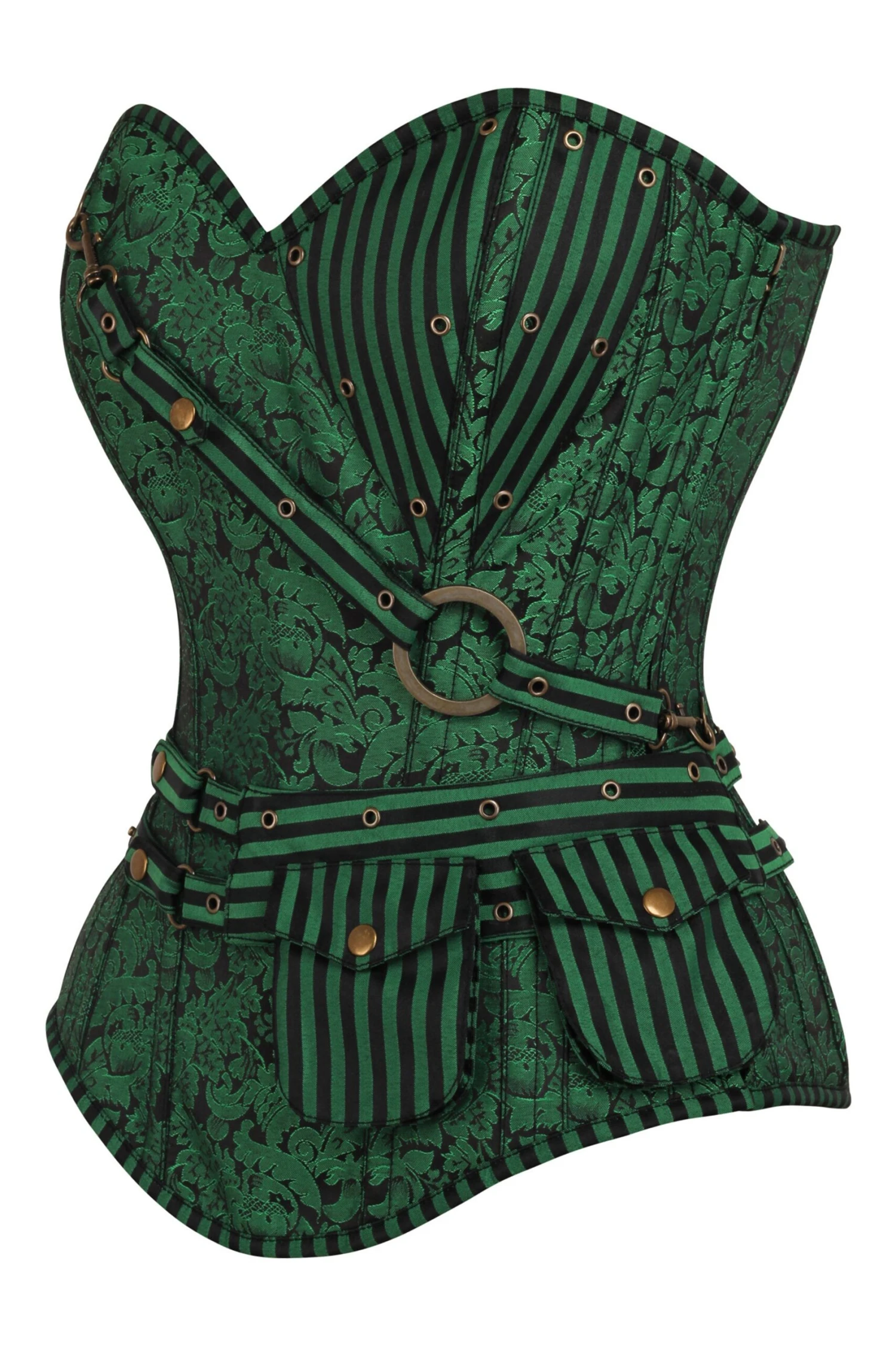 Green Longline Steampunk Corset 3 Green Longline Steampunk Corset - Image 3