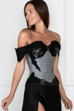 Grey Longline Corset Top With Lace Cap Sleeve -Corset Story ND 116 2 b28241bd 639b 4af2 81a0 3d5c00af4d62