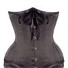 Black Satin Longline Underbust With Lace And Ribbon Bow