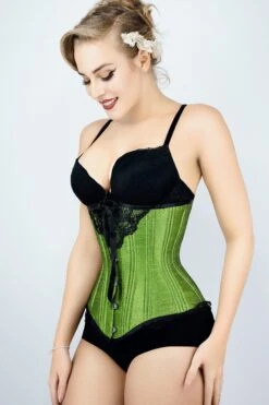 Green Longline Underbust With Black Bow And Lace Detail -Corset Story ND 154 2