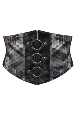 Grey Snakeskin Print Satin Corset Belt