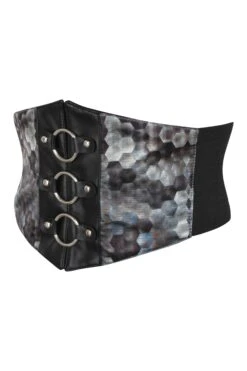 Grey Snakeskin Print Satin Corset Belt -Corset Story NS 1033