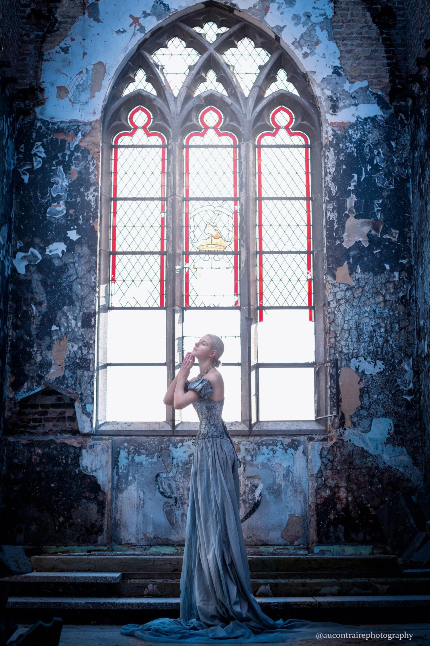 Blue Print Overbust Corset With Detachable Sleeves 6 Blue Print Overbust Corset With Detachable Sleeves - Image 6