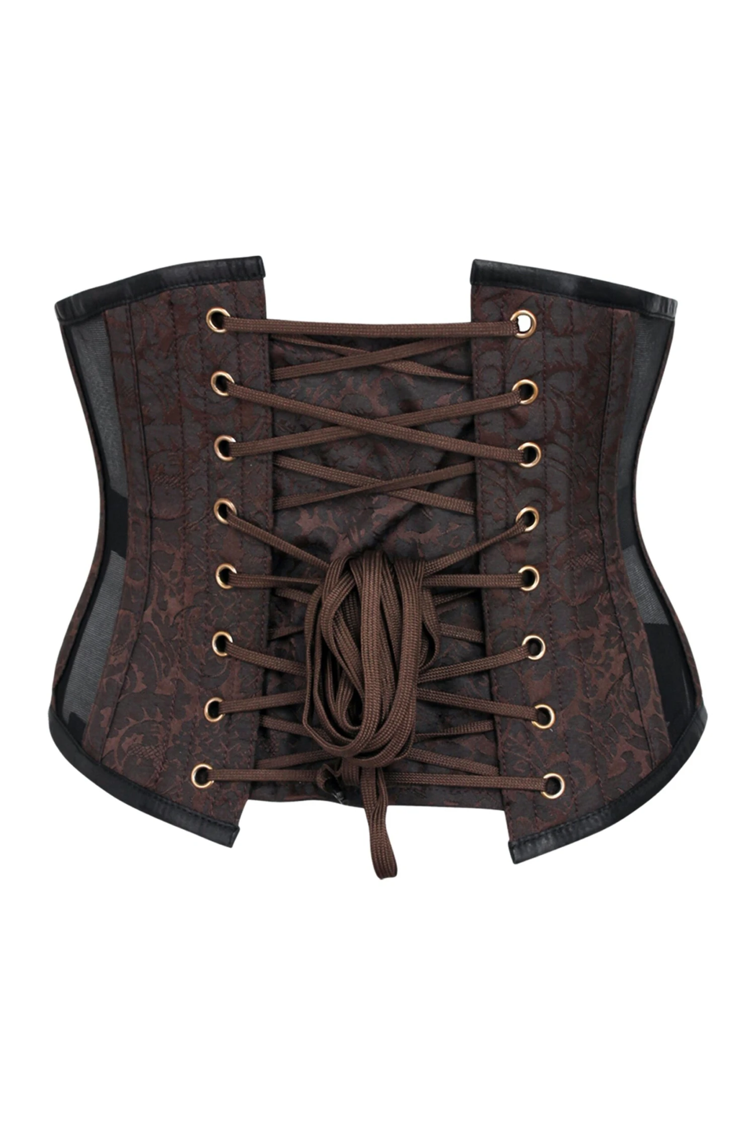 Brown Brocade Underbust Corset With Mesh Panels 2 Brown Brocade Underbust Corset With Mesh Panels - Image 2