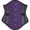 Purple Brocade Underbust Corset With Mesh Panels