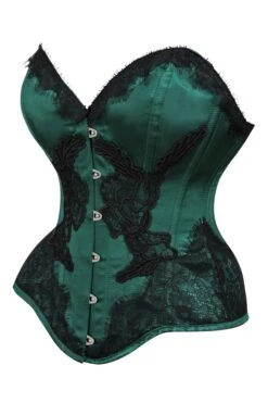 Green Satin Overbust Corset With Black Detailing -Corset Story NS 1223 176e7da1 f276 44cb badf 56197db9add7