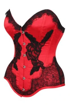 Red Satin Overbust Corset With Black Detailing -Corset Story NS 1233 2402fbb0 143a 48e9 a5e9 803893e79fbc