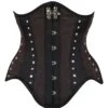 Brown And Black Underbust Steampunk Corset With Steel Busk And Swing Hook