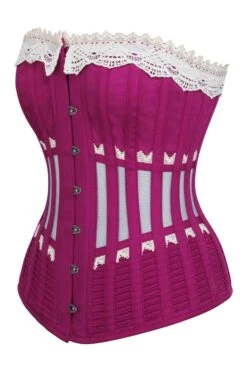 Historically Inspired Pink Longline Corset With Lace And Ribbing -Corset Story NS 1303 fb769560 7845 4a70 bc5e 54a49d4c824d