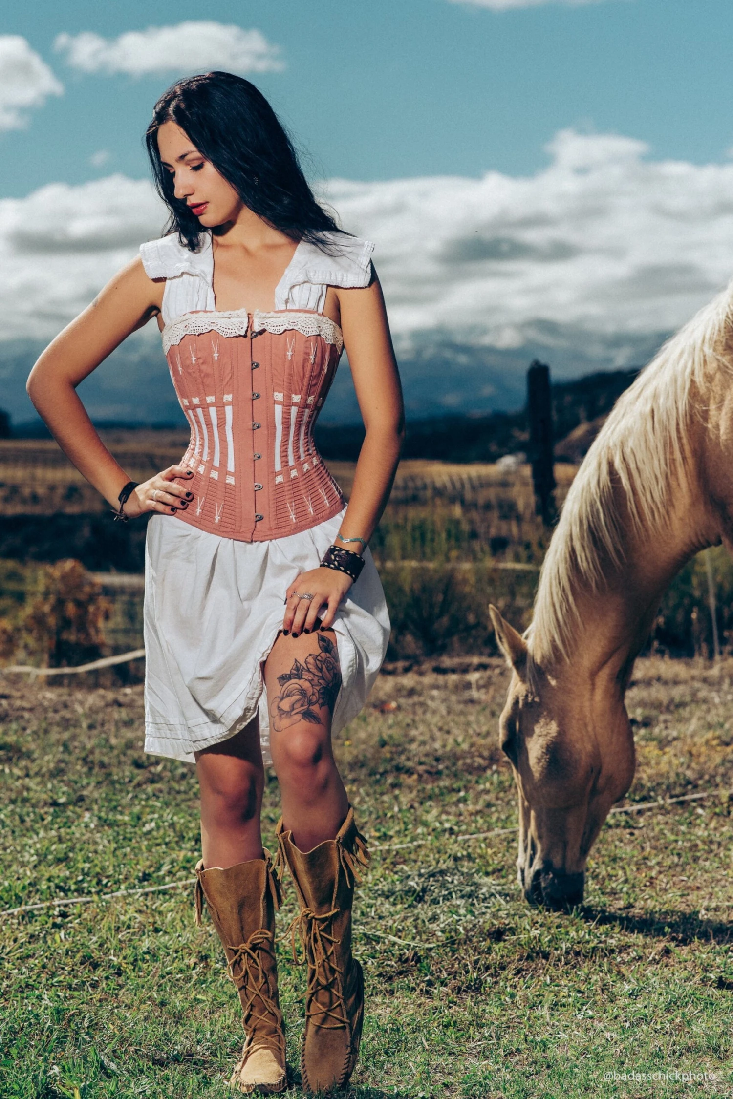 Historically Inspired Terracotta Longline Corset With Lace And Ribbing 2 Historically Inspired Terracotta Longline Corset With Lace And Ribbing - Image 2