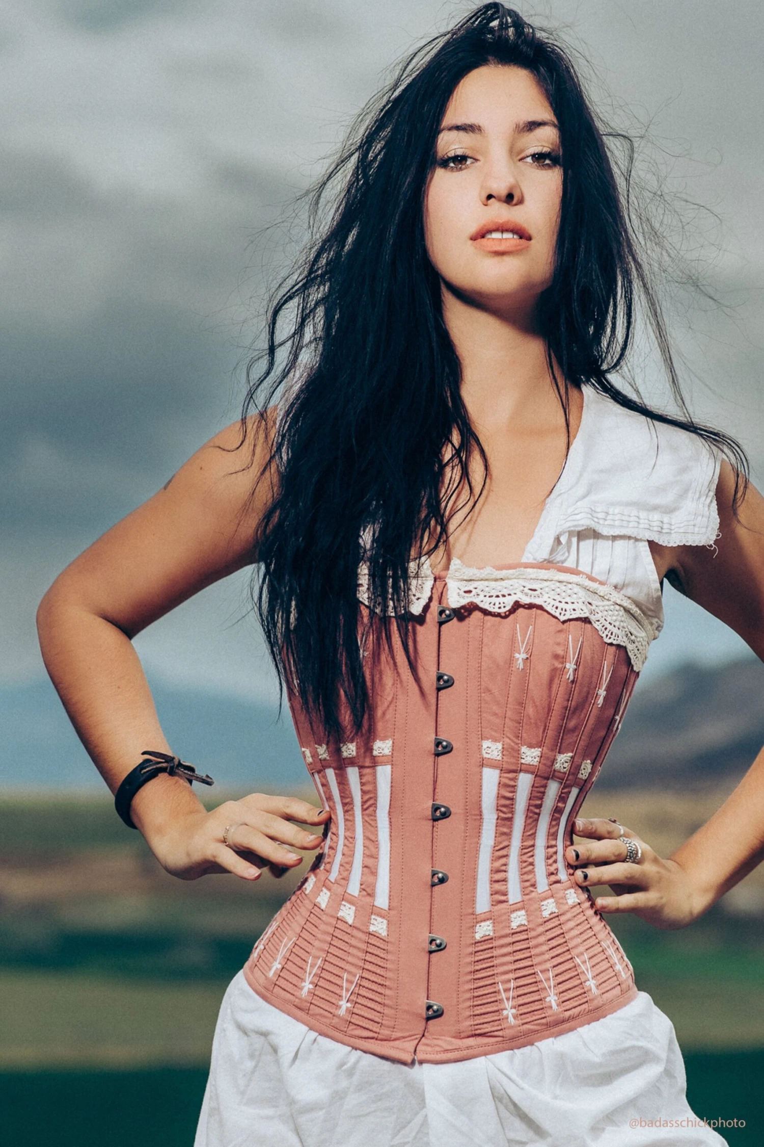 Historically Inspired Terracotta Longline Corset With Lace And Ribbing 7 Historically Inspired Terracotta Longline Corset With Lace And Ribbing - Image 7