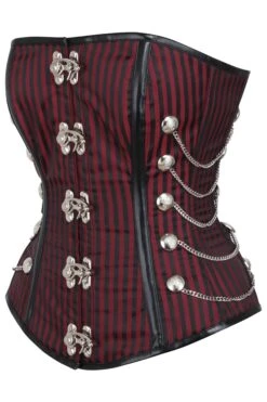 Red And Black Striped Steampunk Overbust With Swing Hooks And Chains -Corset Story NS 1373 f16c5114 3c49 438a 9722 485e5bfd7da7