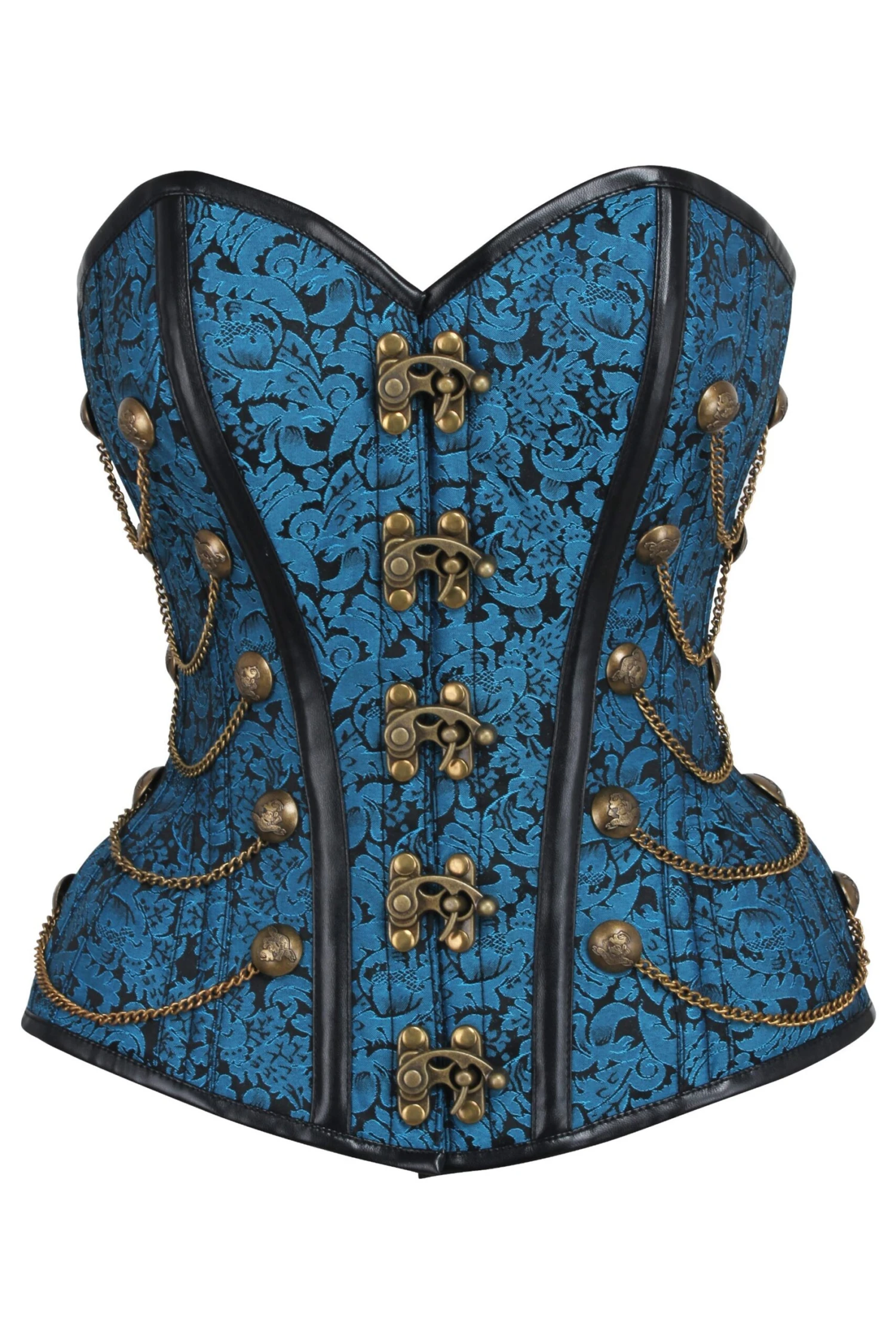 Turquoise Steampunk Corset With Chains 1 Turquoise Steampunk Corset With Chains