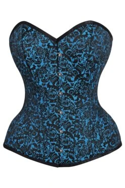 Turquoise Brocade Expert Waist Training Overbust Corset