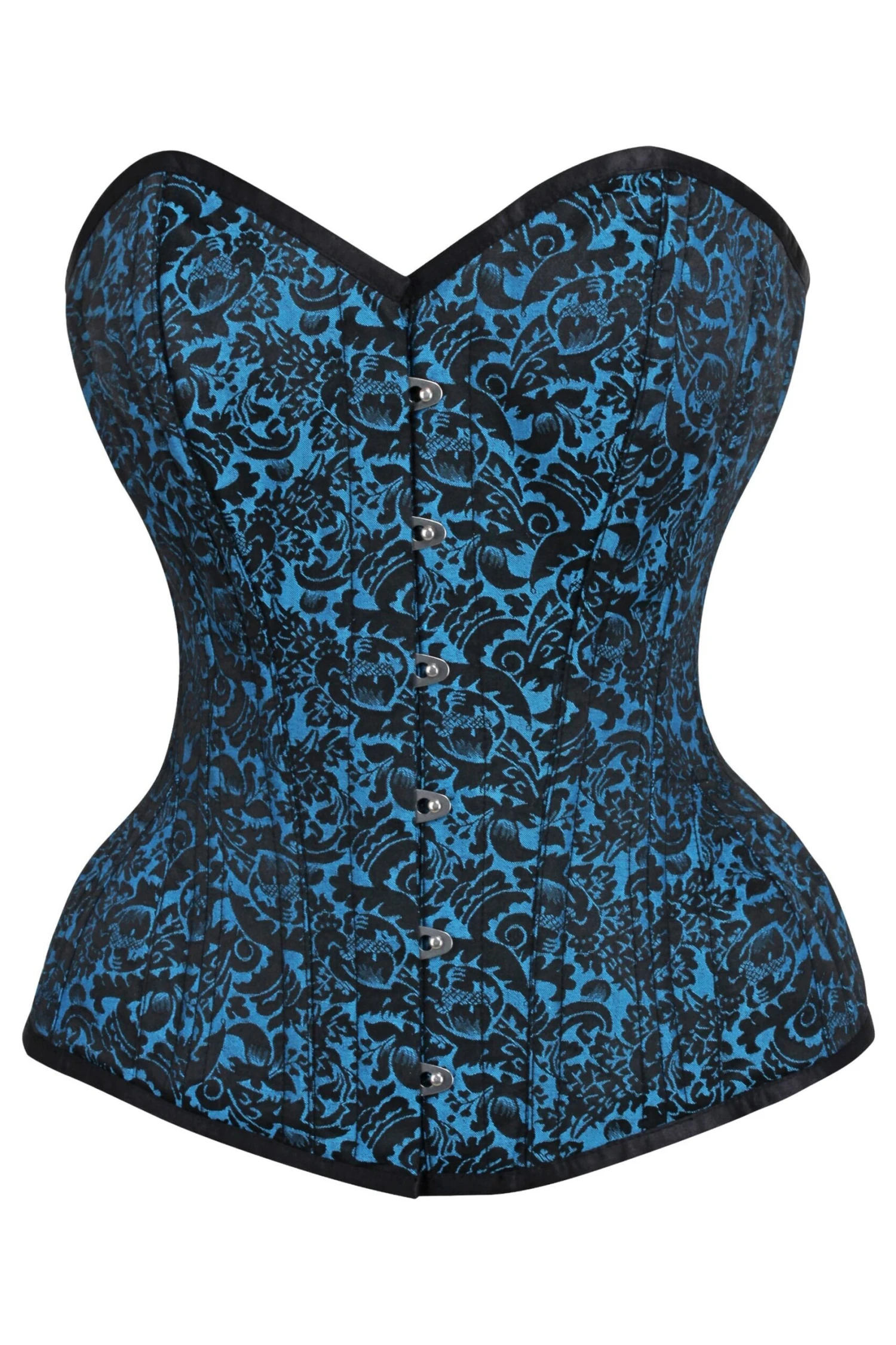 Turquoise Brocade Expert Waist Training Overbust Corset 1 Turquoise Brocade Expert Waist Training Overbust Corset