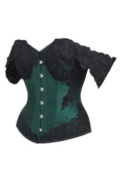 Green Longline Corset Top With Lace Cap Sleeve -Corset Story NS 1453 52a17d0c f9b1 454d 8f05 22d79586e61a