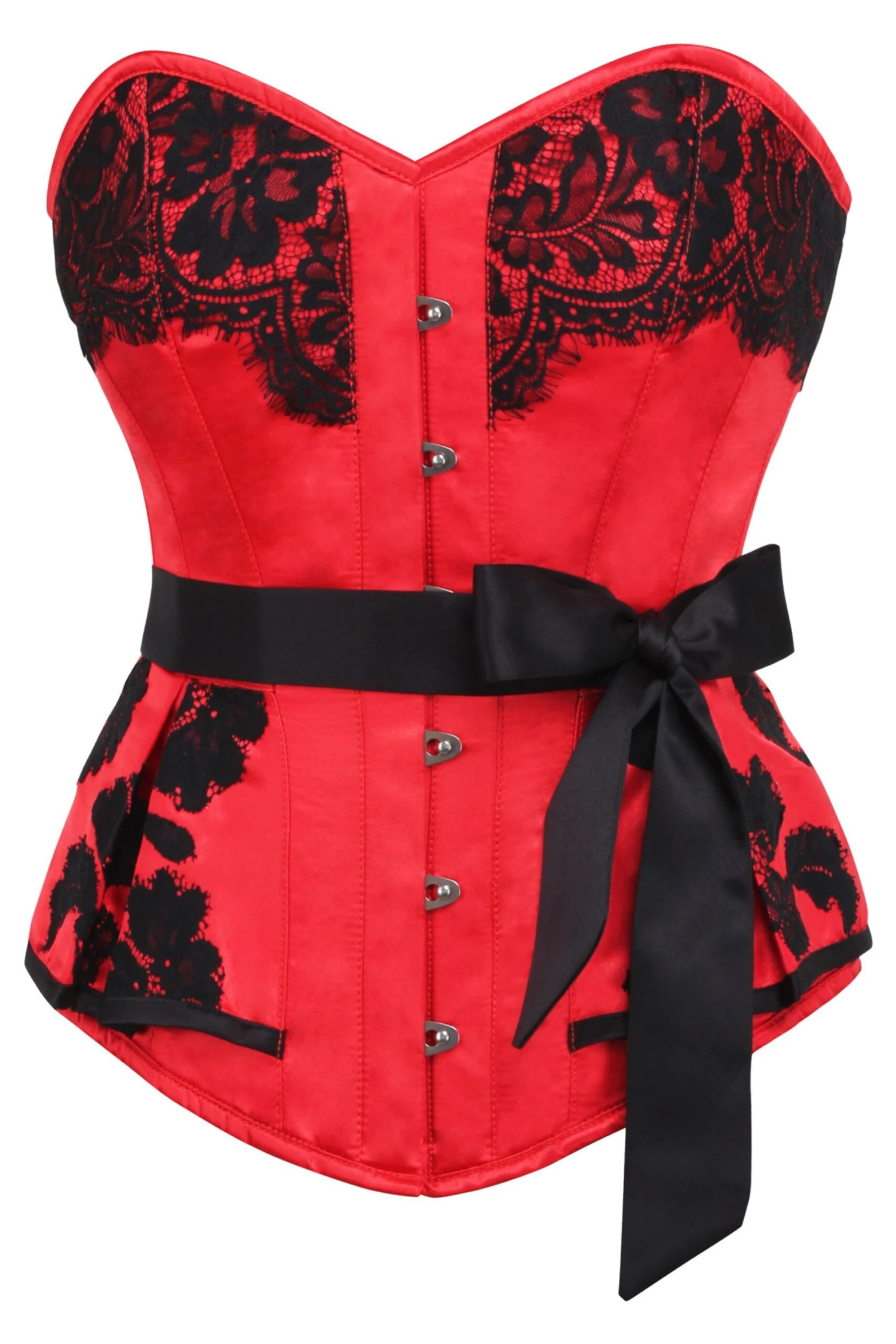 Red Satin Prom Corset With Sash 1 Red Satin Prom Corset With Sash