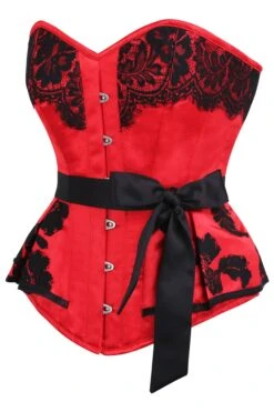 Red Satin Prom Corset With Sash 5 Red Satin Prom Corset With Sash -Corset Story NS 1473