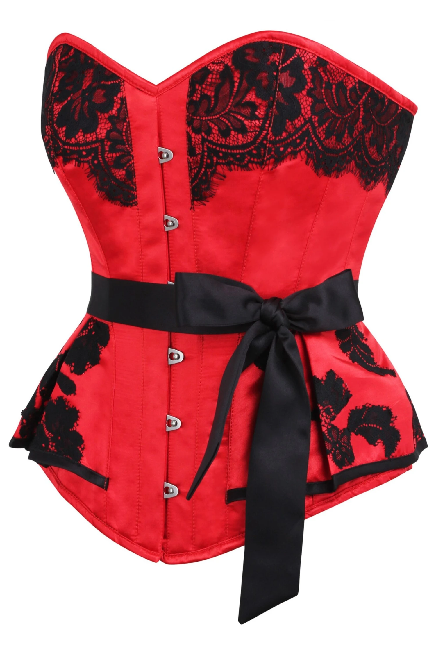 Red Satin Prom Corset With Sash 3 Red Satin Prom Corset With Sash - Image 3