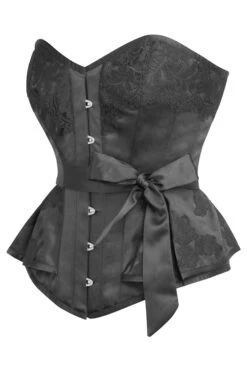 Prom Corset With Sash In Black Satin -Corset Story NS 1483