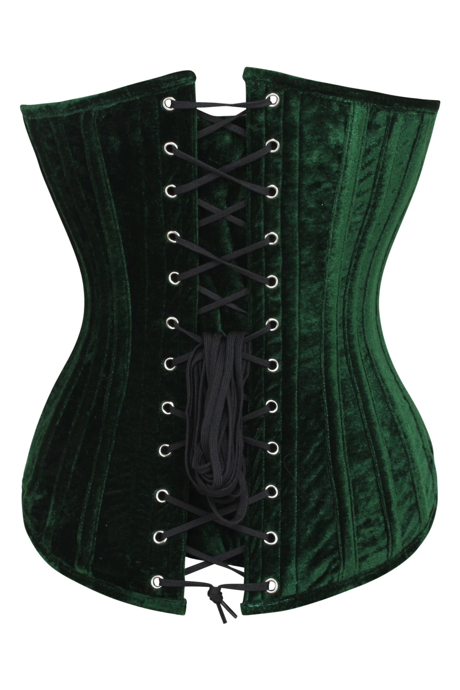 Dark Green Velvet Overbust Corset With Plunge Neckline 2 Dark Green Velvet Overbust Corset With Plunge Neckline - Image 2