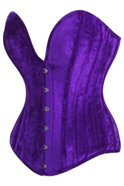 Purple Velvet Overbust Corset With Plunge Neckline -Corset Story NS 1503