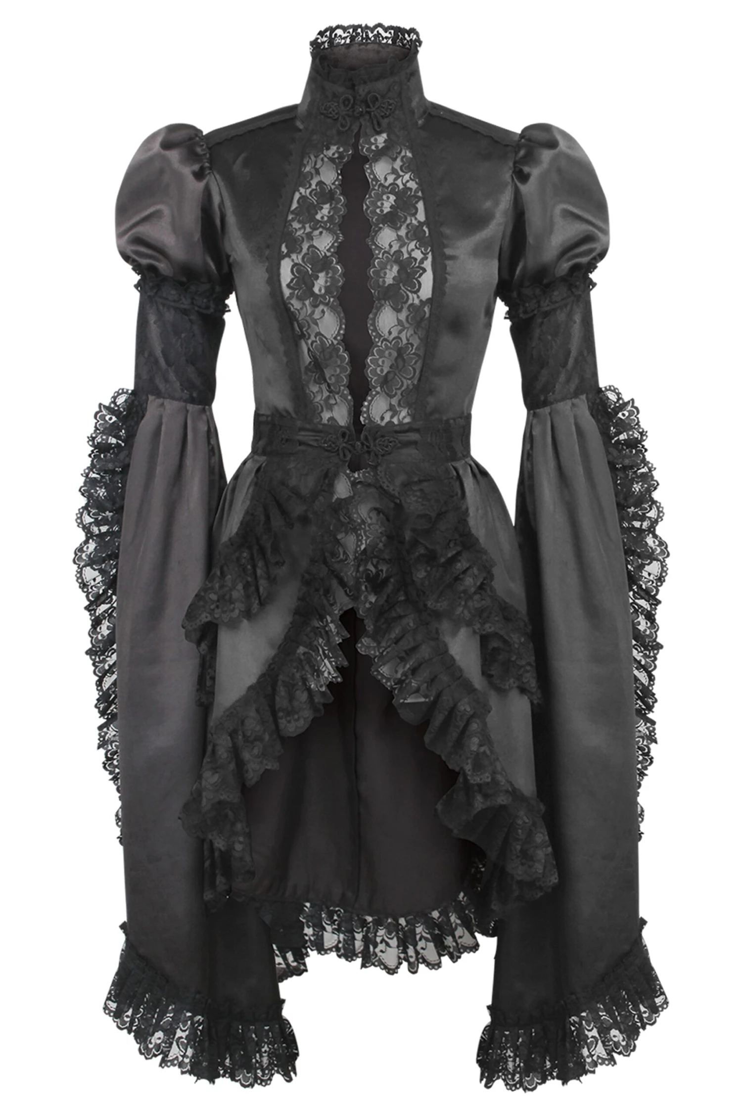 Black Gothic Dress With High Neck And Elongated Sleeves 1 Black Gothic Dress With High Neck And Elongated Sleeves