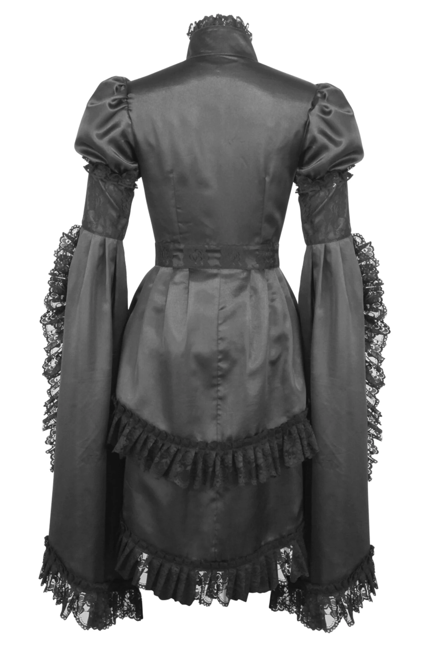 Black Gothic Dress With High Neck And Elongated Sleeves 2 Black Gothic Dress With High Neck And Elongated Sleeves - Image 2
