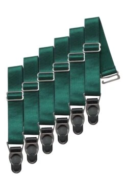 6 X Steel Suspender Clips In Green