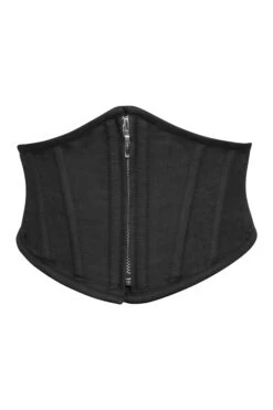 Iris Black Cotton Waspie Belt With Zip Front