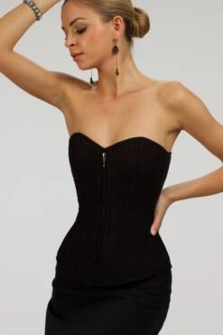 Dahlia Black Broderie Anglaise Cotton Overbust Corset With Zip Front 17 Dahlia Black Broderie Anglaise Cotton Overbust Corset With Zip Front -Corset Story SC 004 website 6