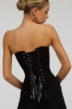 Dahlia Black Broderie Anglaise Cotton Overbust Corset With Zip Front 21 Dahlia Black Broderie Anglaise Cotton Overbust Corset With Zip Front -Corset Story SC 004 website 8