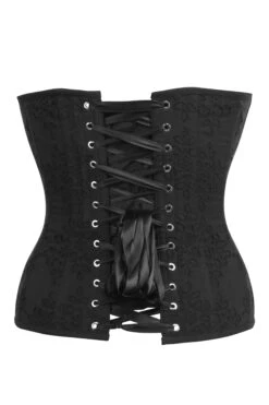 Dahlia Black Broderie Anglaise Cotton Overbust Corset With Zip Front 20 Dahlia Black Broderie Anglaise Cotton Overbust Corset With Zip Front -Corset Story SC 0042