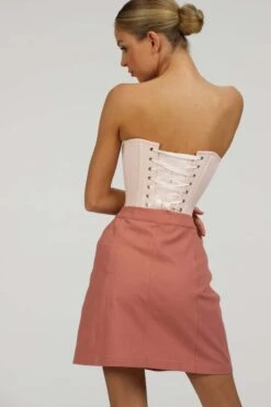 Dahlia Prairie Pink Cotton Overbust Corset With Zip Front 18 Dahlia Prairie Pink Cotton Overbust Corset With Zip Front -Corset Story SC 007 website 13